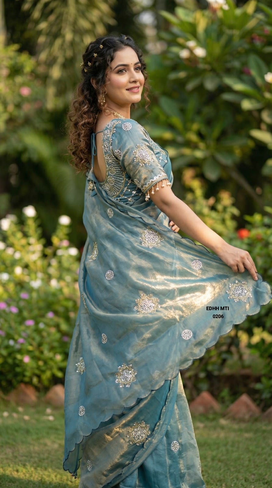 PURE SOFT FANDY SATTIN SILK FABRIC AARKO BORDER IN DESIGNER SAREE